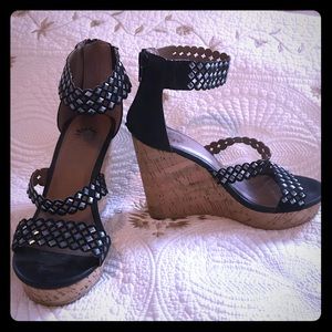 Yellow Box wedge sandals. Size 6.